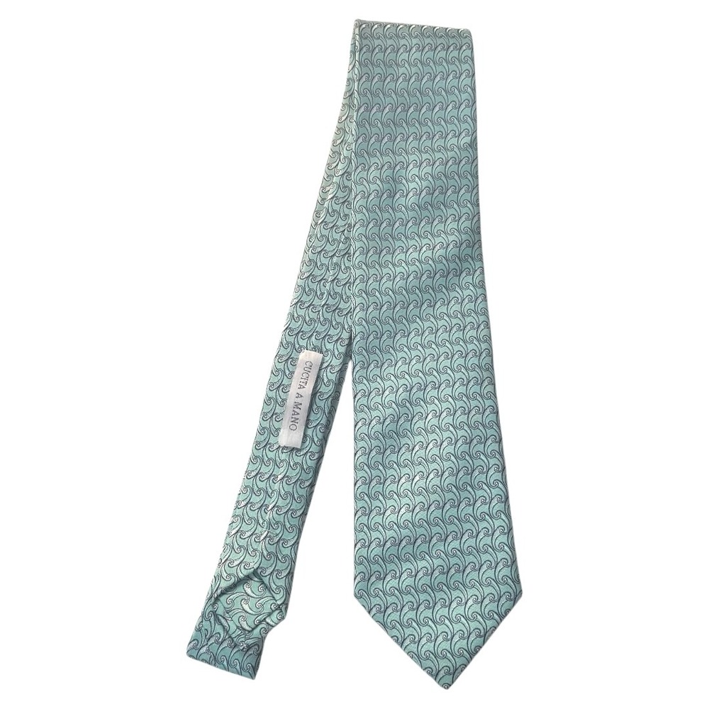 Giorgio Mariani Silk Necktie Aqua Blue Swirl Pattern‎ Mens Formal Accessory